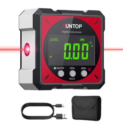 USB Charging Digital Level Box Angle Finder with Laser (Level 2), 4-side Stro...