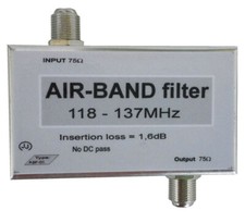 Air-Band-pass filter 118 - 137MHz / 75 ohms or 50 ohms with SMA connectors