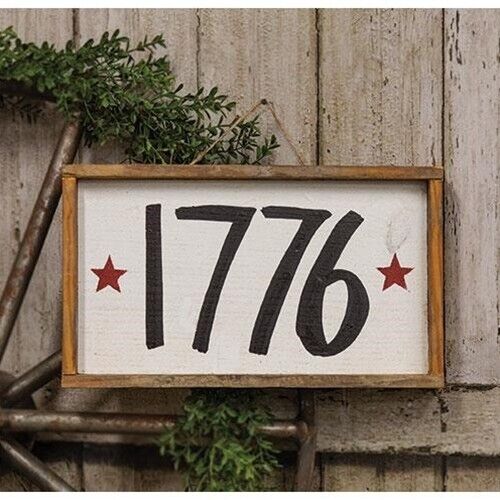 NEW Patriotic 1776 Wood Sign Hanging or Shelf Sitter 13" x 7.75" x 1.5 - Picture 1 of 2