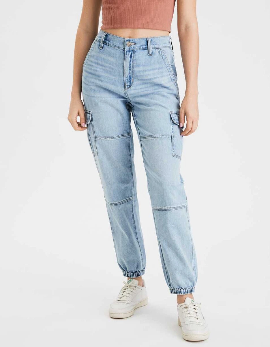 NEW AMERICAN EAGLE High Waisted Denim Jogger Light Blue Plus