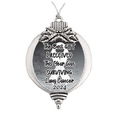 Lung Cancer Survivor 2024 Gift This Christmas Surviving Silver Bulb Ornament