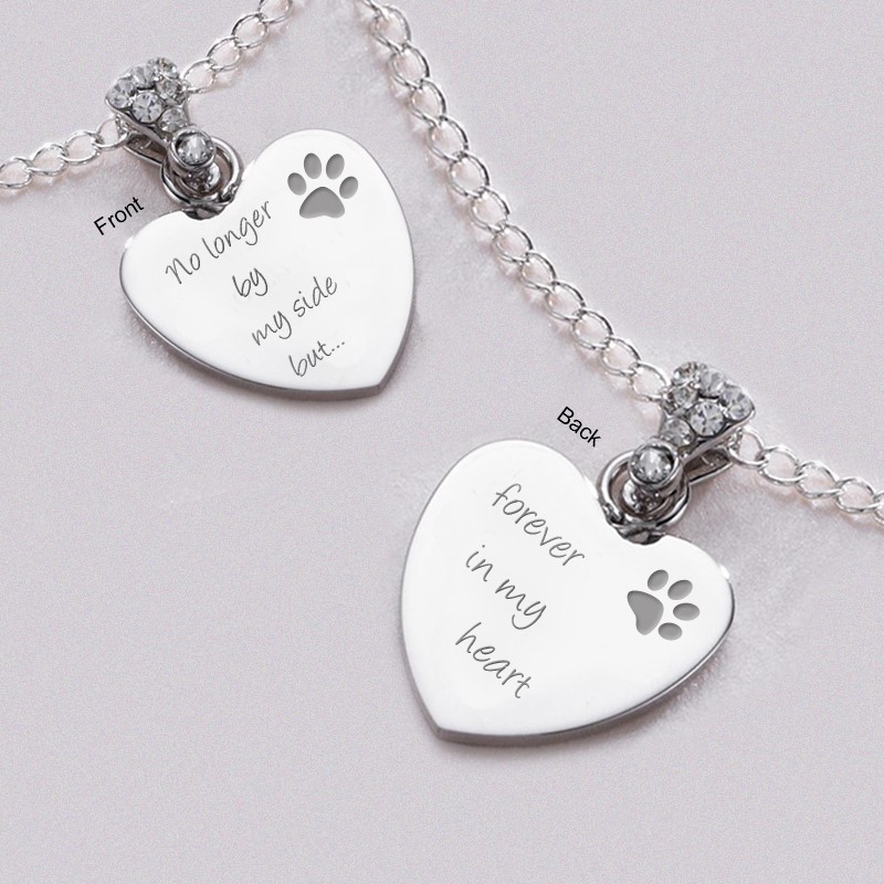 Loss of Cat, Dog, Pet, Necklace with Engraving, Paw Prints on