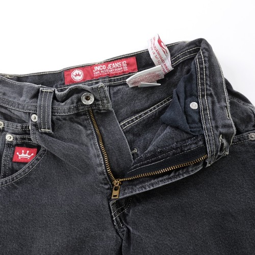 Rare Vintage JNCO CO. Crown Logo Wide Leg Baggy Denim Jeans 2000s Black Youth 8 - Picture 3 of 10