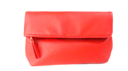 Elizabeth Arden Cosmetic makeup Travel Bag Pebbled Red Faux Leather Pouch ~ NWOT - Foto 1 di 12