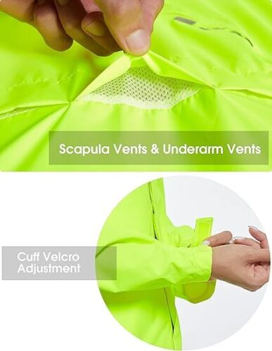 FitsT4 Sports Women's Waterproof Cycle/Run Jacket Mesh Lined Rain Jacket, Yellow - Picture 3 of 7
