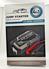 Car Jump Starter with Air Compressor Power Bank 12v Diesel Universal Flashlight