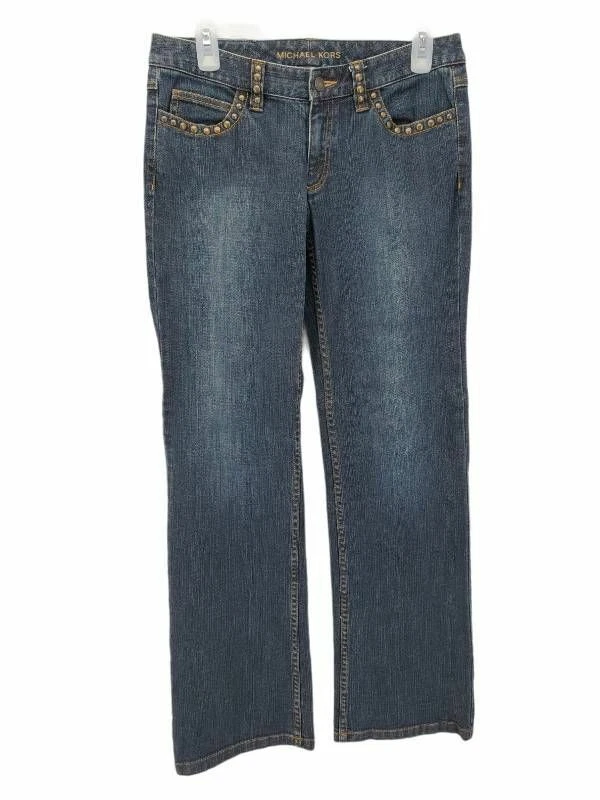 Michael Kors Womens Straight Leg Jeans Blue Stretch Studded Pockets Denim 6 nice