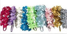 Satin Flowers with Clear Pearls on Stem Craft Party Supplies Corsage Flower Stem