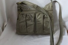 Travelon Taupe Twin Pocket RFID Anti-Theft Crossbody Shoulder Bag Purse