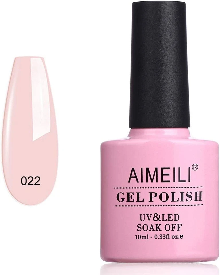 Pack Of Two AIMEILI Soak Off UV LED Gel Nail Polish - Clear Rose Nude (022) 10ml
