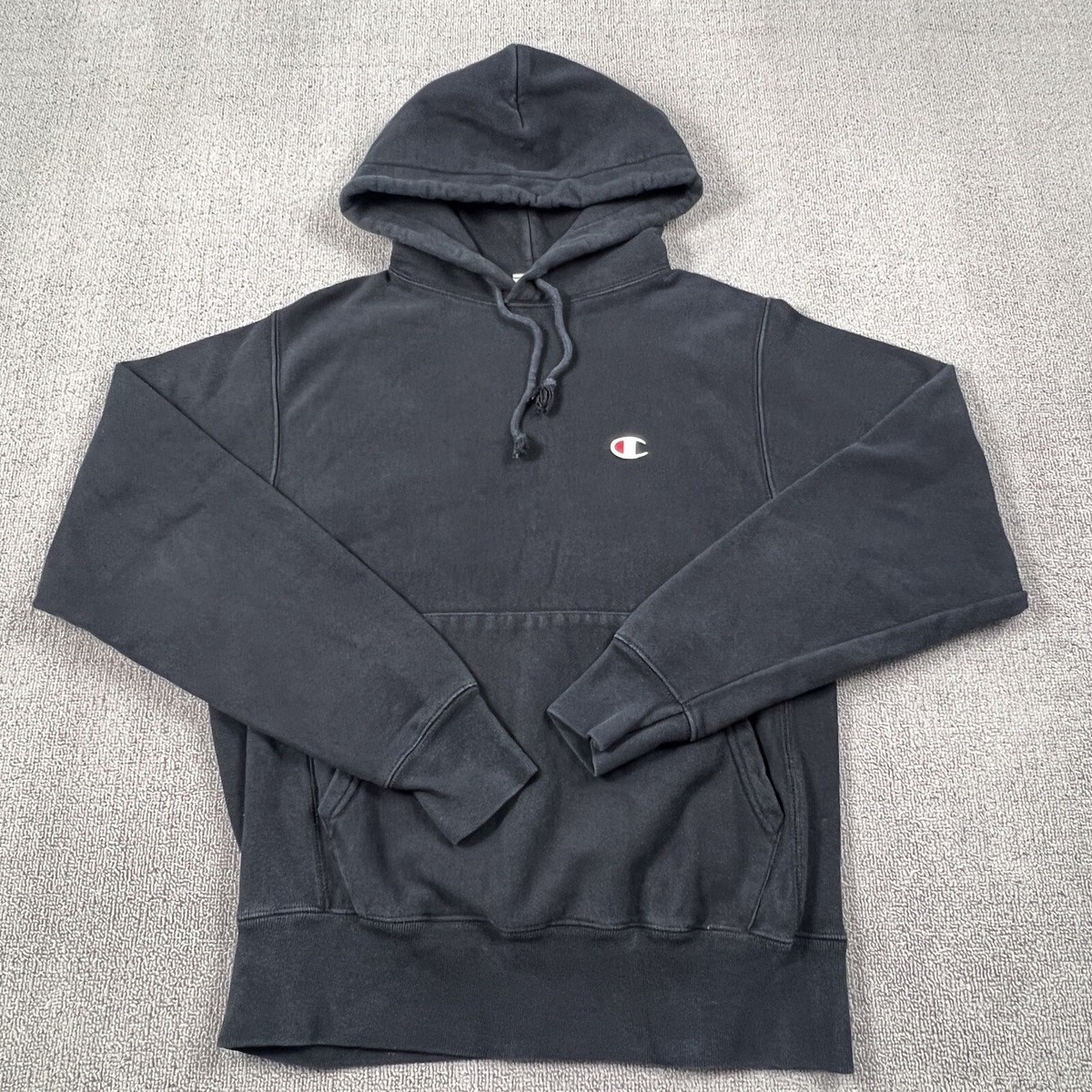 Champion Hoodie Adult Small Black Reverse Weave Sweater Sweatshirt Casual  Men's