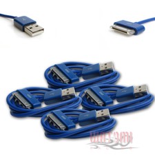 4X 10FT 30PIN USB DATA POWER CHARGER BLUE CABLE IPHONE 4S 4 3GS IPOD NANO IPAD