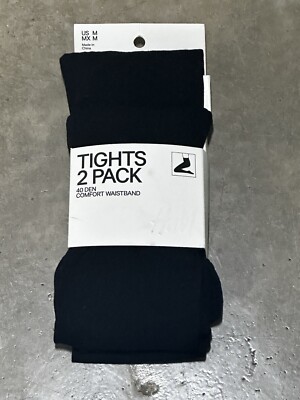 H&M 2 Pack Black Comfort Waistband 40 Den US Size Medium.* New With Tags