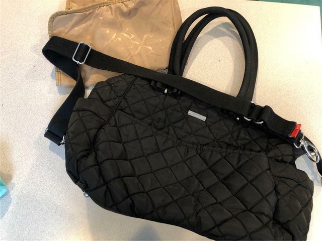 black quilted diaper bag