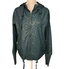 ZYIA Active Green Animal Print Mesh Lined Running Windbreaker Jacket Size Small