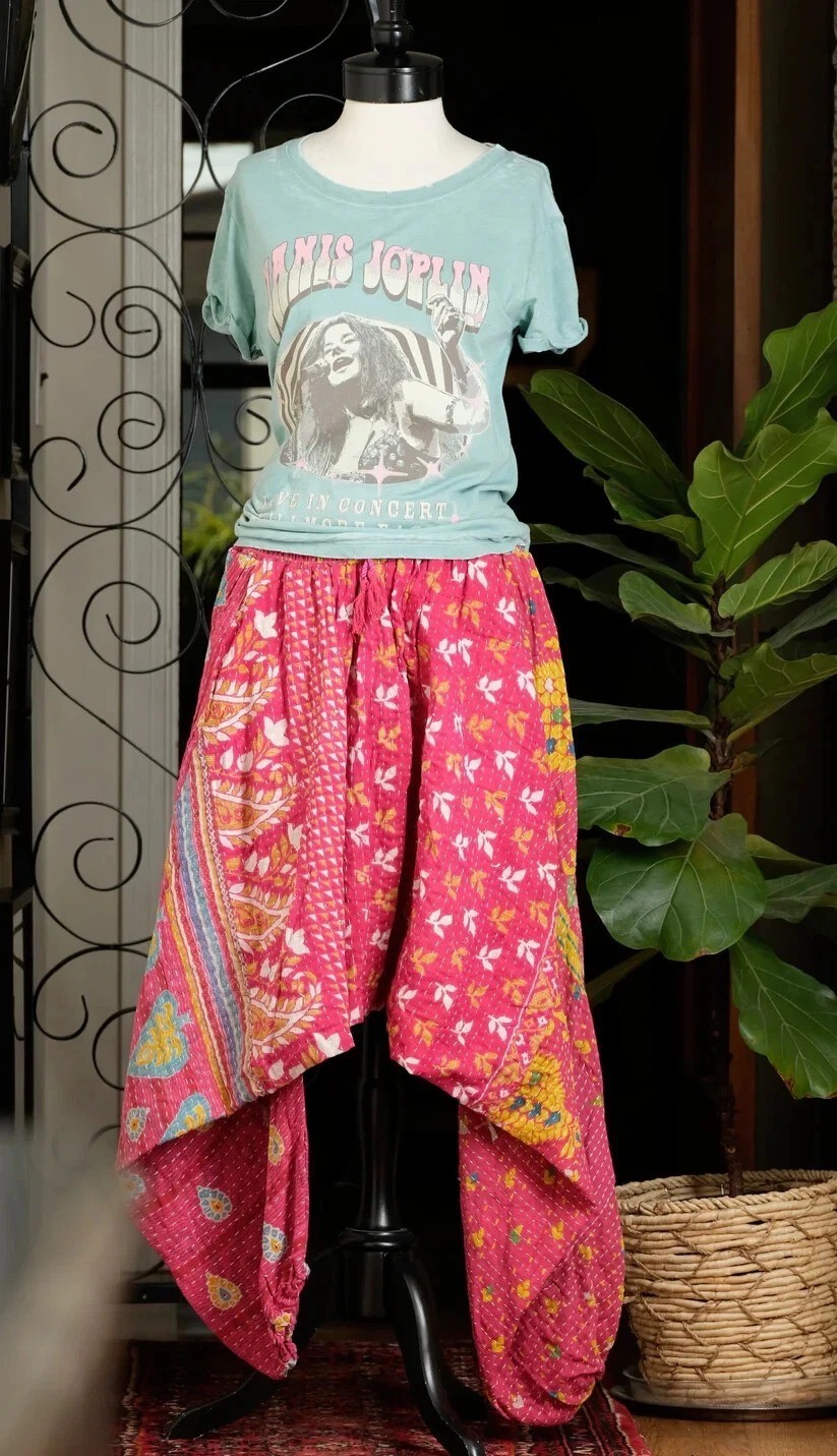 5 Pcs Vintage Kantha Handmade Wide Leg Hippie Boho Gypsy Alibaba Pants Trouser image 4