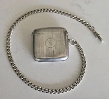 Vintage Mappin & Webb Vesta Case On A Albert Chain Birmingham 1912