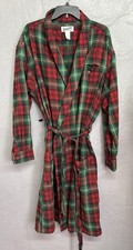 LL Bean Mens Scotch Tartan Plaid Cotton Flannel Robe Nightwear Lounge LARGE