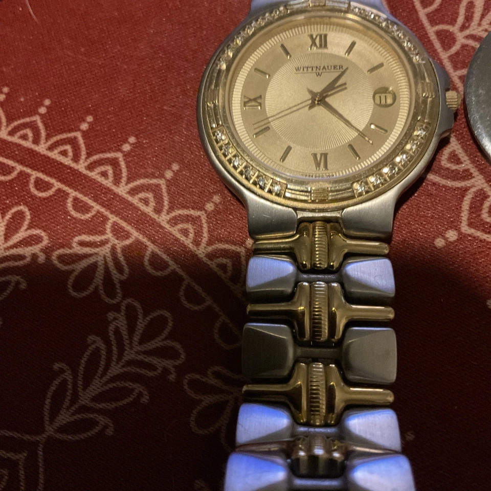 Винтажные женские часы Wittnauer 14K золото бриллиант безель дата циферблат - Изображение 2 из 4