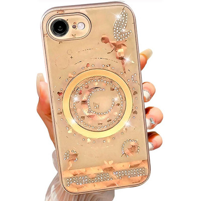 Sparkling Diamond Magnetic Fairy Design Glitter Case For iPhone 16E 6.1'' 2025