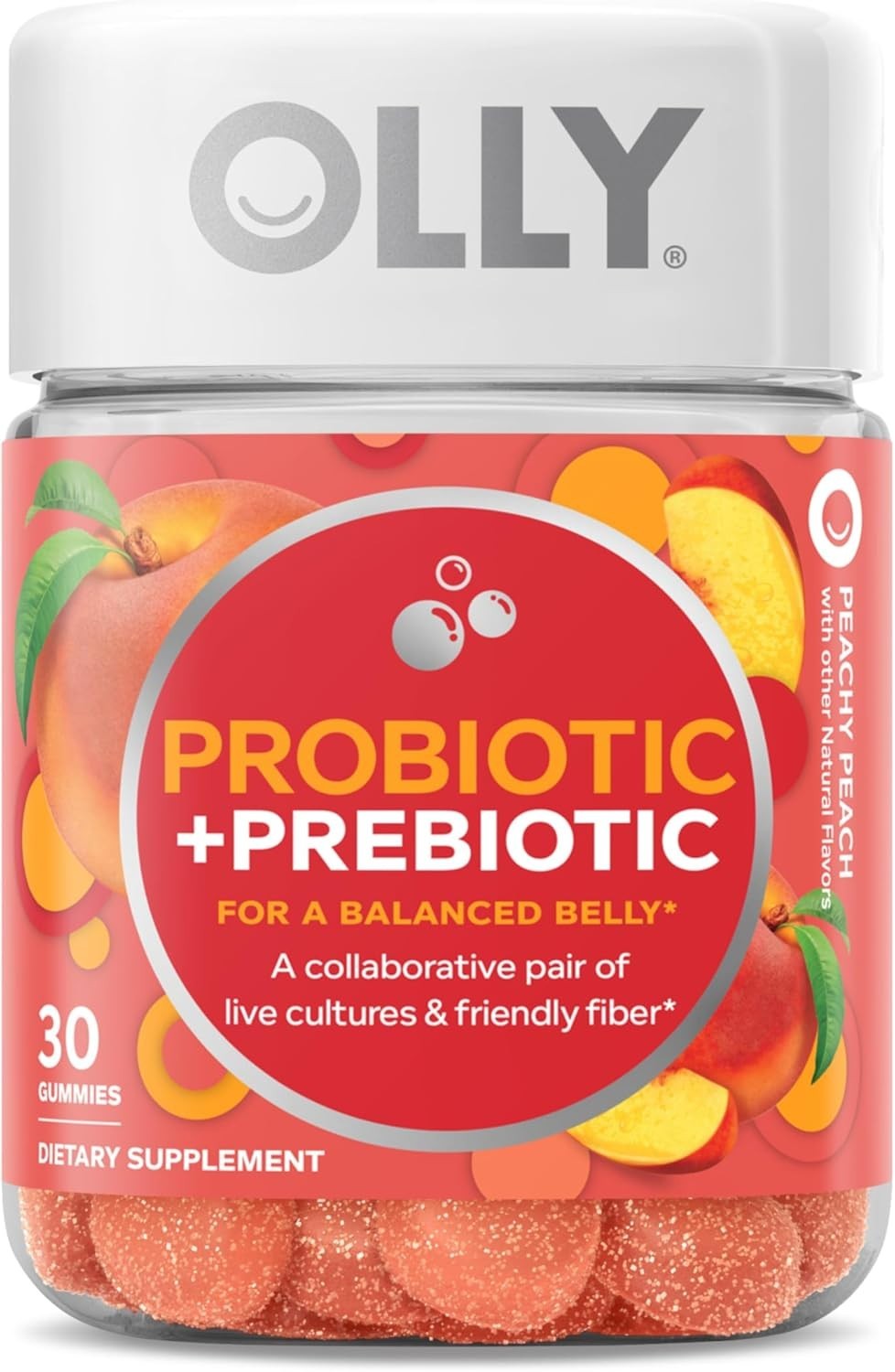 OLLY Probiotic + Prebiotic Gummy, Digestive Support and Gut Health.