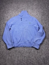 Polo Ralph Lauren Sweater Mens Medium Blue Shawl Collar Cotton Logo Pullover