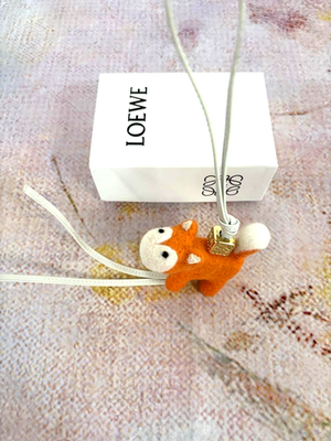 LOEWE Anagram felt Keychain Bag Charm Orange with Box | eBay
