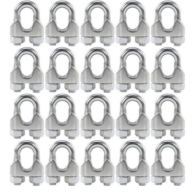 HEVERP 20PCS 1/8 Inches M3 Stainless Steel Wire Rope Cable Clip Clamp
