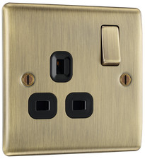 BG Nexus Metal Antique Brass Switches & Sockets Black Inserts Full Range