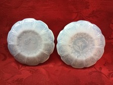 Vtg Jeanette Cherry Blossom Delphite Blue Child's Tea Saucers 4"