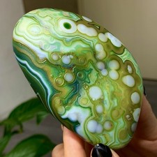 277G Natural green gobi agate eye crystal Circular pattern mineral healing