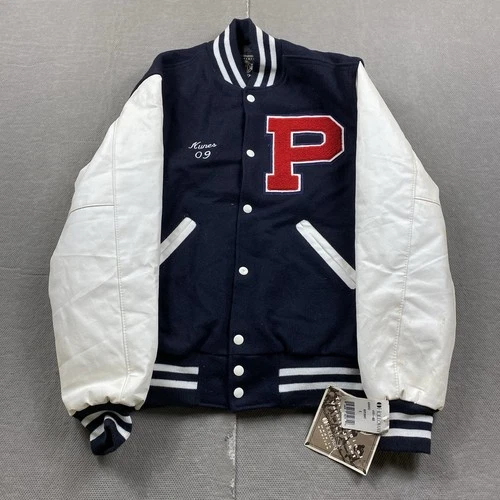Vintage Holloway Jacket Adult Small Wool Letterman Blue Pembroke USA Snap Button video thumbnail