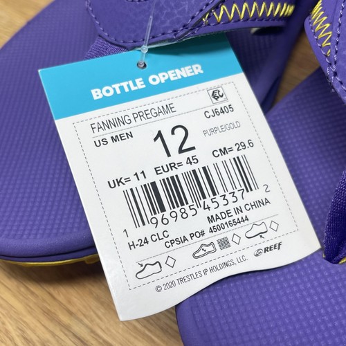 Reef Fanning Pregame Flip Flop Sandals Men 12 Purple Bottle Opener Shoes LSU NEW - Picture 4 of 11