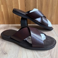 Sandali uomo Loake Gozo pelle marrone scuro nuovi - taglia UK 8