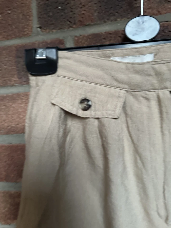 Pantalones Cortos H&M Beige Caqui Cintura Alta Talla 6 Bolsillos Inteligentes Verano Foto 3 de 4