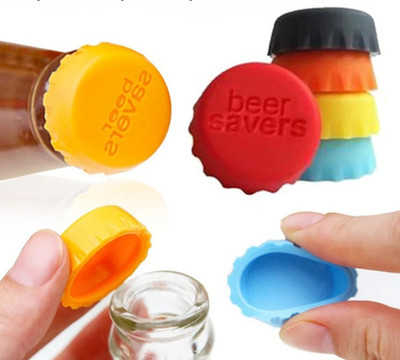 6pcs Colorful Silicone Bottle Caps Reusable Beer Soda Wine Sealed Covers - NEW