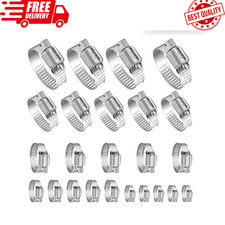24Pcs Stainless Steel Hose Clamps Assortment Kit 1/4-2 Adjustable Set...