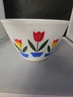 Vintage FIRE KING Tulips Small nesting Mixing Bowl 7.5" Diameter X 4.5"Tall