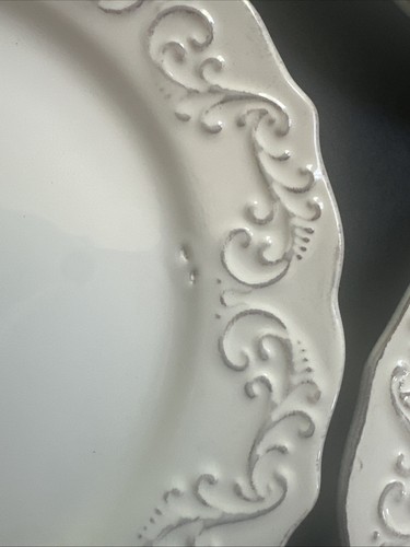 Pier1 Antique Scroll Plates 8.5 Inch Set Of 3, White - Picture 3 of 7