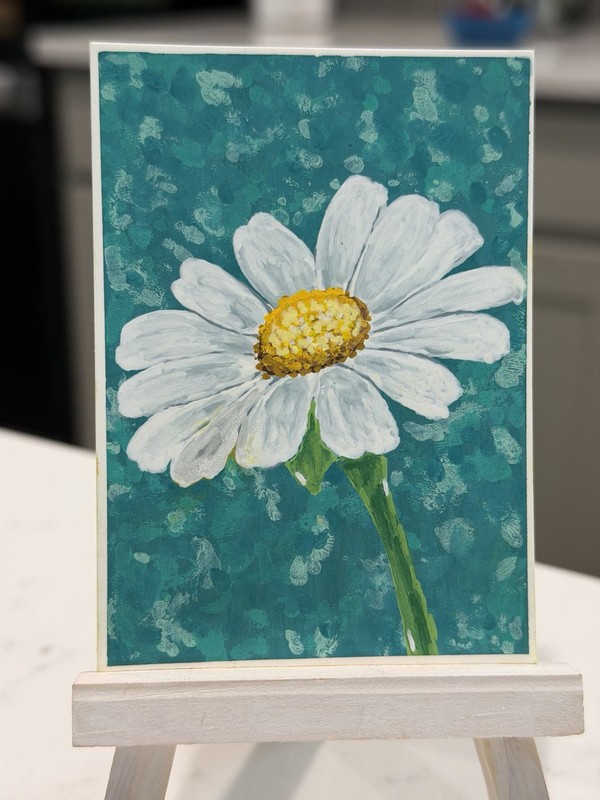 Original ACEO Acrylic Nature Daisy Flower Study #1, 2.5” x 3.5” by Sykes
