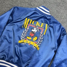 Vintage 80s 90  s Chalk Line Mickey Mouse  Minnie Toddler Satin Jacket Blue 6/7
