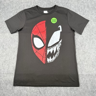 Marvel Spiderman Venom Glow In The Dark Boys Black Size XL T-Shirt NEW