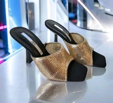 Zara Good Mesh Open Toe Mule Sandals Slide On Size US 7.5 UK 38 NWOT Flaws