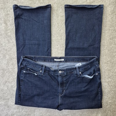 Levis Bootcut Jeans Womens 22W 40/32 Dark Wash Blue Denim Stretch Western Logo