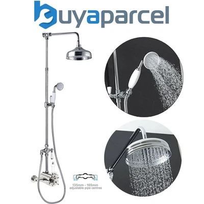 BUYAPARCEL Victorian Traditional Thermostatic Shower Mixer Rigid Riser Kit Diverter Chrome