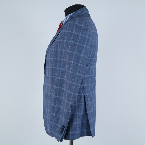 Mens Italian Blazer 38R UK Size DEL MARE 1911 Check Blue Wool Sport Coat Jacket - Picture 5 of 14