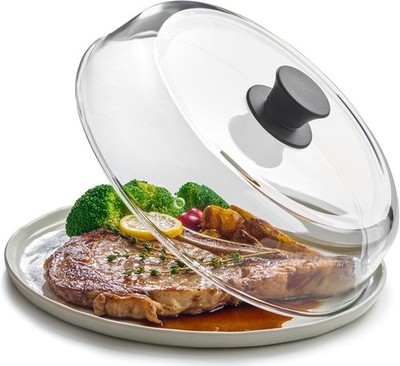 Le'raze 10 Inch Glass Microwave Splatter Cover Food Grade BPA Free Lid