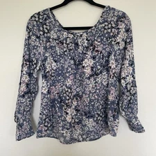 I.N. Studio drapey Floral top cottagecore Women’s Petite Medium 3/4 Sleeve Shirt