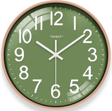 12 Inch Silent Wall Clock Unusual Modern Green Clock for Living Room Kitchen Bed