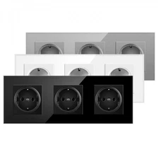 3 Way Crystal Glass Wall Panel Power Socket 16A European Standard Power Socket